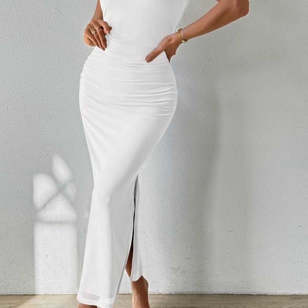 Elegant White Maxi Dress with Slit